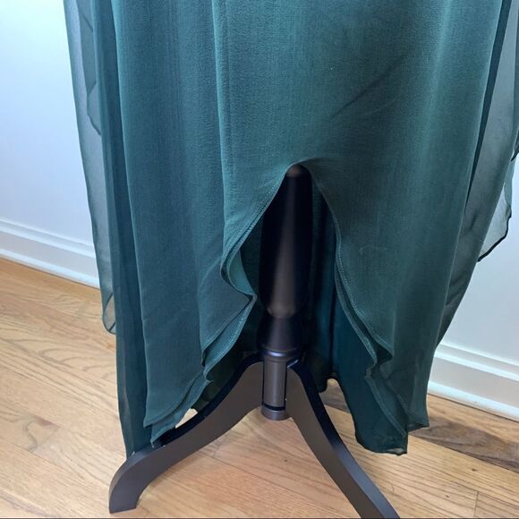 Liancarlo Couture Dark Green Silk Chiffon Grecian Gown w/Beading Sz 12 - Picture 11 of 13